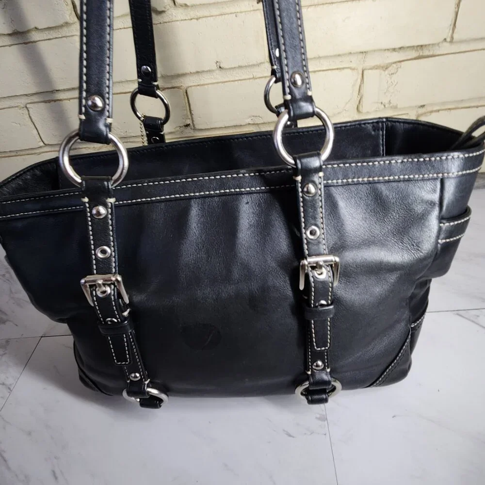 Euc Vintage Coach Gallery Y2K Black Leather Shoulder Bag Tote Purse c